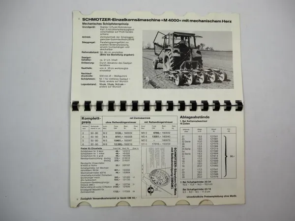 Original Preisliste P85 Schmotzer Landmaschinen ab 1984