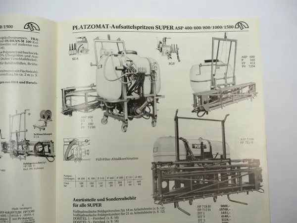 Original Preisliste Platz Pflanzenschutzgeräte Programm 1983