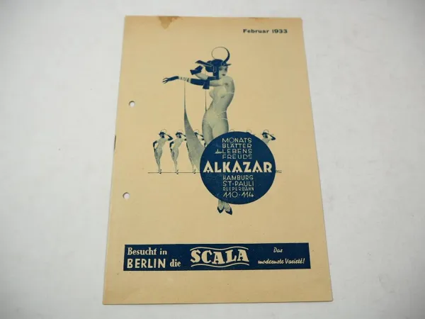 Original Programmheft Alkazar Hamburg St. Pauli Reeperbahn 1933