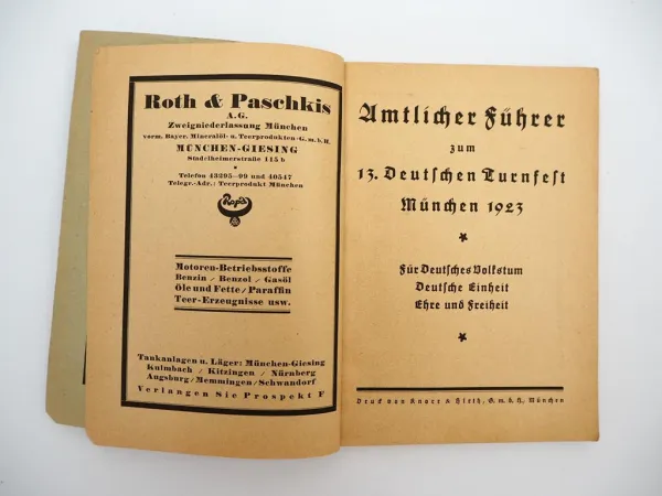 Original Programmheft Festprogramm 13. Deutsches Turnfest München 1923