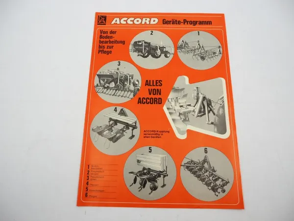 Original Prospekt Accord Landtechnik Geräteprogramm Bodenbearbeitung 1976