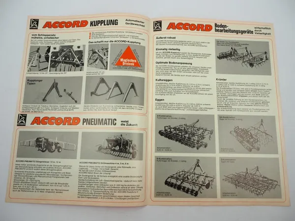 Original Prospekt Accord Landtechnik Geräteprogramm Bodenbearbeitung 1976