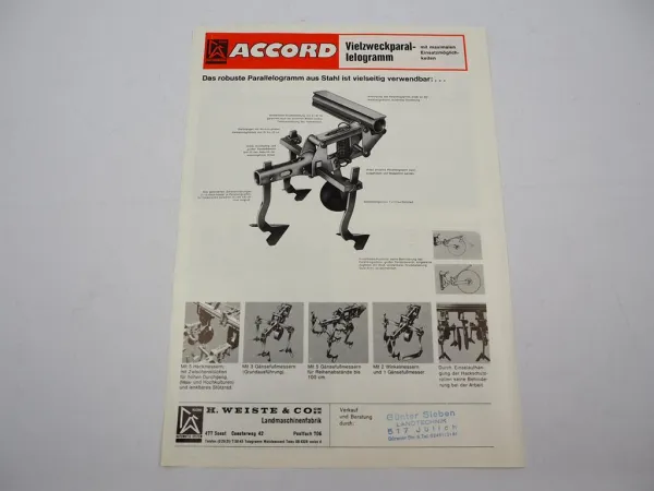 Original Prospekt Accord Landtechnik Hackmaschinen Düngerstreuer 1970er Jahre