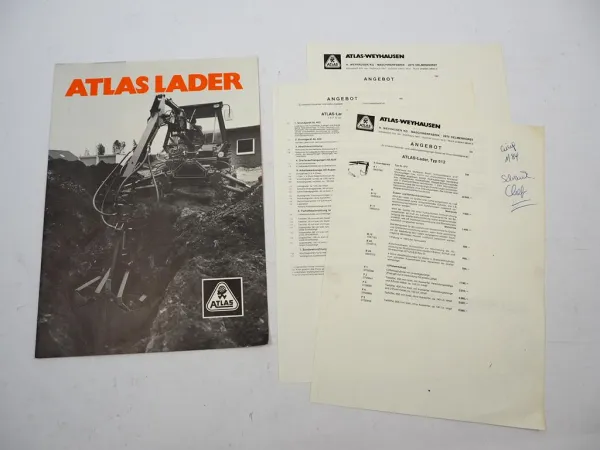 Original Prospekt Angebot Atlas 320 330 402 512 Lader ca. 1983