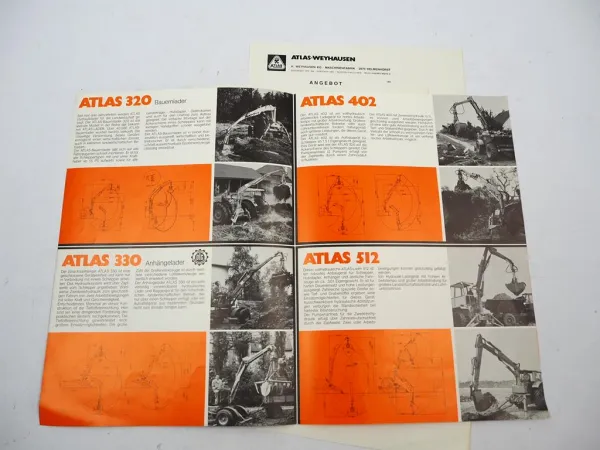 Original Prospekt Angebot Atlas 320 330 402 512 Lader ca. 1983
