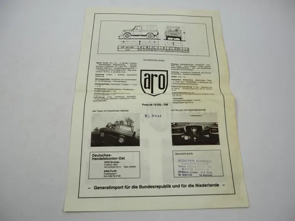 Original Prospekt ARO L25 Geländewagen Rumänien ca. 1980er Jahre