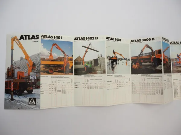 Original Prospekt Atlas 610 bis 6500 Anbau Kran für LKW 1983
