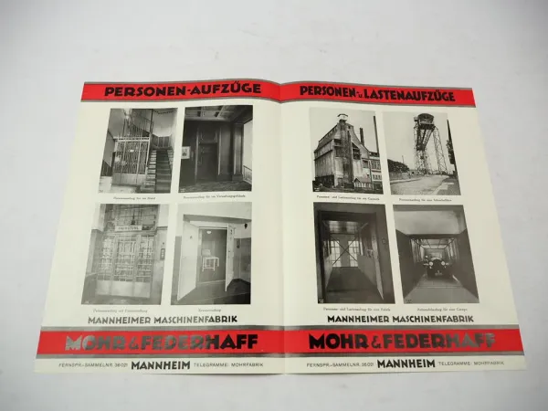 Original Prospekt Aufzüge Mohr & Federhaff Mannheimer Maschinenfabrik 1929