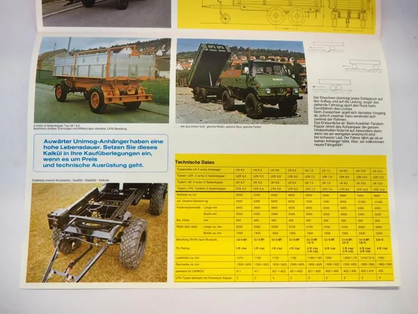 Original Prospekt Auwärter Spezial Unimog Kipp-Anhänger Typ UA UK UTK UZK
