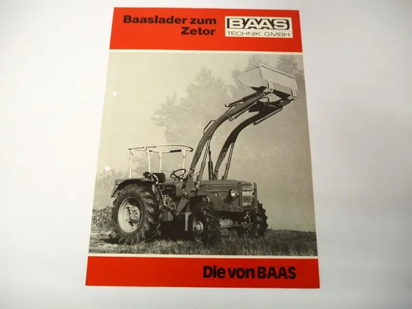 Original Prospekt Baas Frontlader für Zetor Schlepper 1970er Jahre