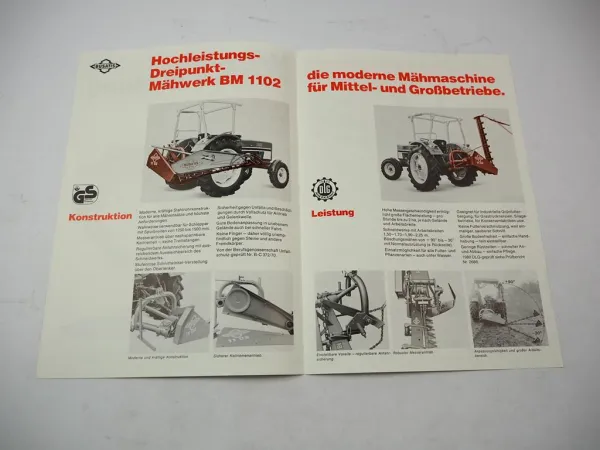 Original Prospekt Busatis BM1102 Mähwerk an IHC Schlepper 1983