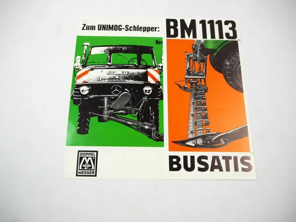 Original Prospekt Busatis BM1113 Mähwerk für Unimog U34 bis U100 von 1976