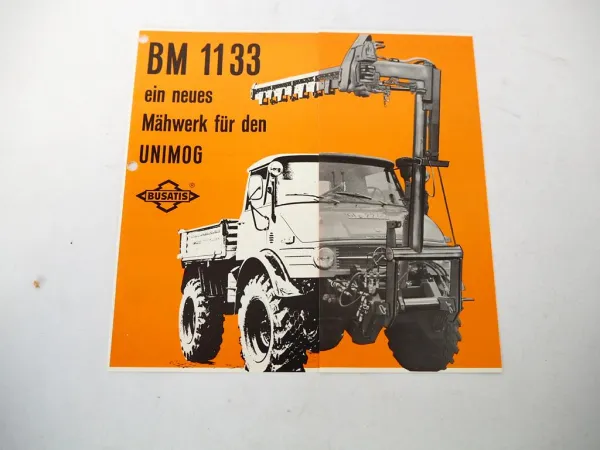 Original Prospekt Busatis BM1133 Mähwerk an Unimog U54 bis U100 1975