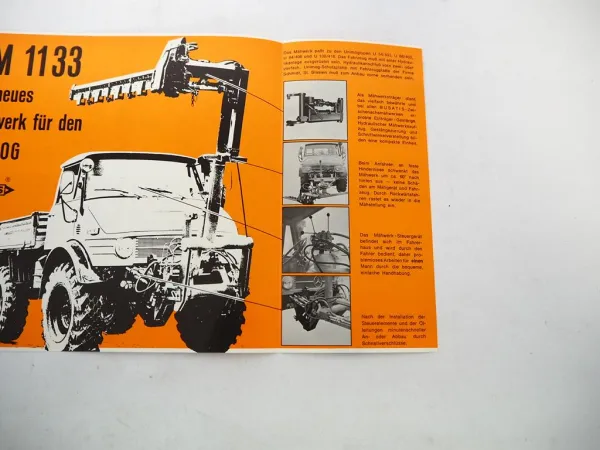 Original Prospekt Busatis BM1133 Mähwerk an Unimog U54 bis U100 1975
