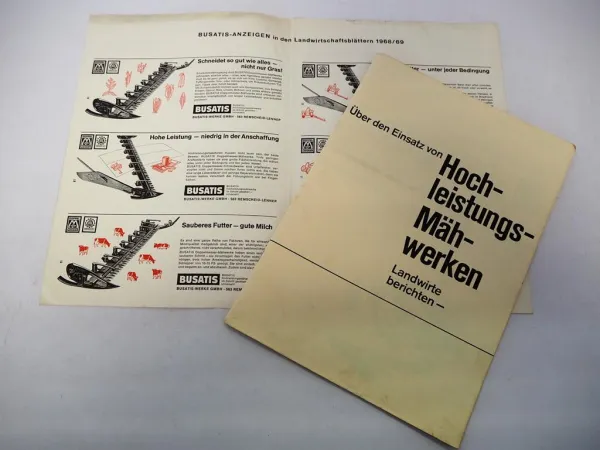 Original Prospekt Busatis Mähwerk an z.B. Unimog Deutz Fendt Schlepper 1968/69
