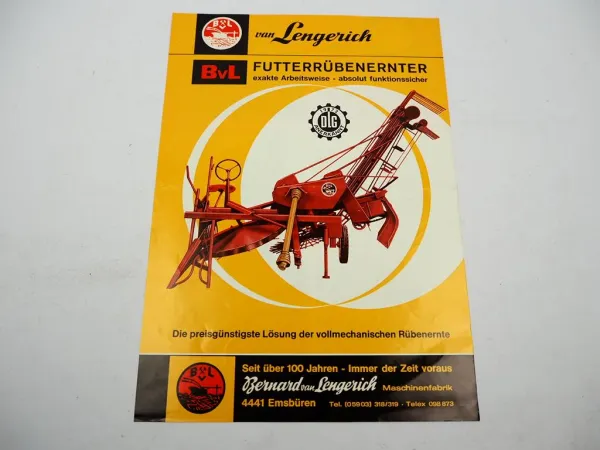 Original Prospekt BvL Lengerich Futterrübenernter 1970er Jahre