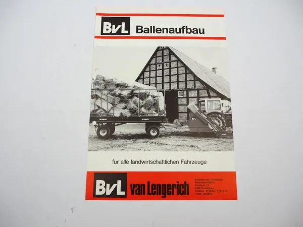 Original Prospekt BvL van Lengerich Ballenaufbau für Anhänger ca. 1970er Jahre