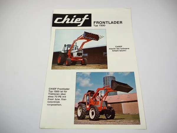 Original Prospekt Chief Frontlader Typ 1500 am Fiat & David Brown Traktor