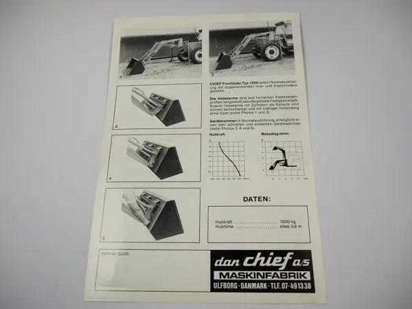 Original Prospekt Chief Frontlader Typ 1500 am Fiat & David Brown Traktor