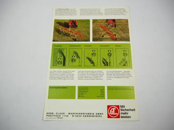Original Prospekt Claas BSM6 Sternrad Schwadrechen mit technischen Daten 1978