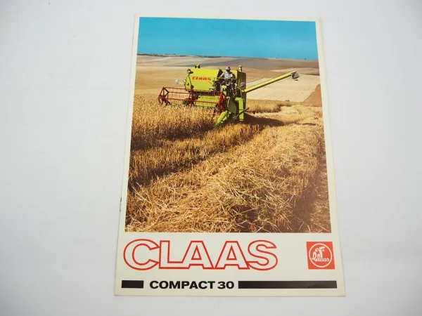 Original Prospekt Claas Compact 30 Mähdrescher 1975 mit technischen Daten
