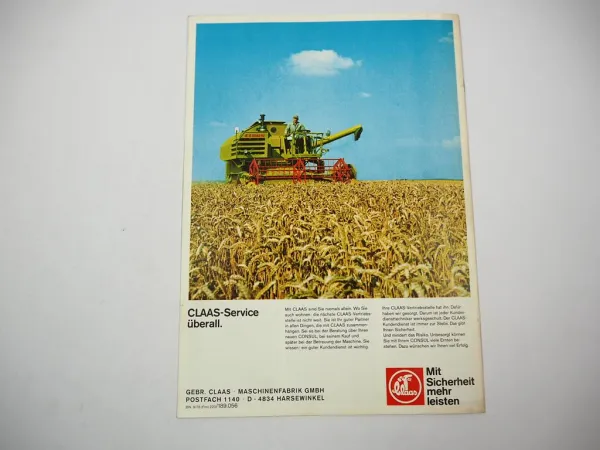 Original Prospekt Claas Consul Mähdrescher mit technischen Daten 1978
