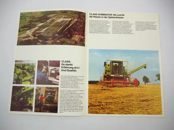 Original Prospekt Claas Dominator 85 85A 105 Mähdrescher mit techn. Daten 1978