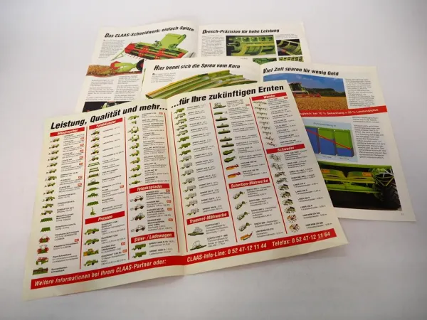 Original Prospekt Claas Dominator 88 108 SL Maxi Mähdrescher Anbaugeräte 1990er