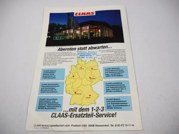Original Prospekt Claas Dominator 88 SL Maxi Mähdrescher 07/1996