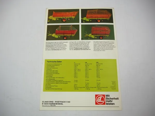 Original Prospekt Claas Ladewagen Autonom LL LWL LWG 1978