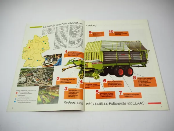 Original Prospekt Claas Ladewagen Sprint 300 - 445 K 300 T 445 P mit 24 Seiten