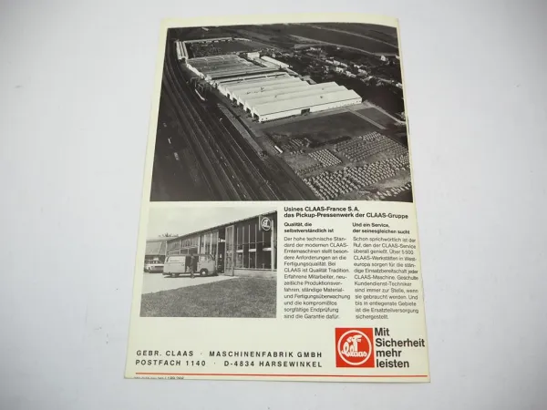 Original Prospekt Claas Markant 55 Pickup Presse 1978 mit 8 Seiten