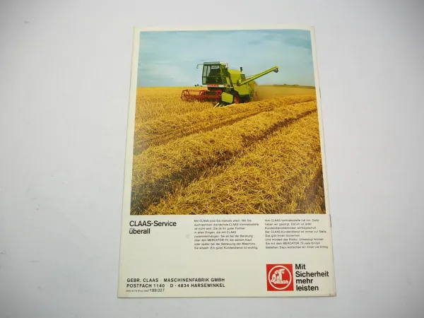 Original Prospekt Claas Mercator 75 Mähdrescher 1978 mit 16 Seiten