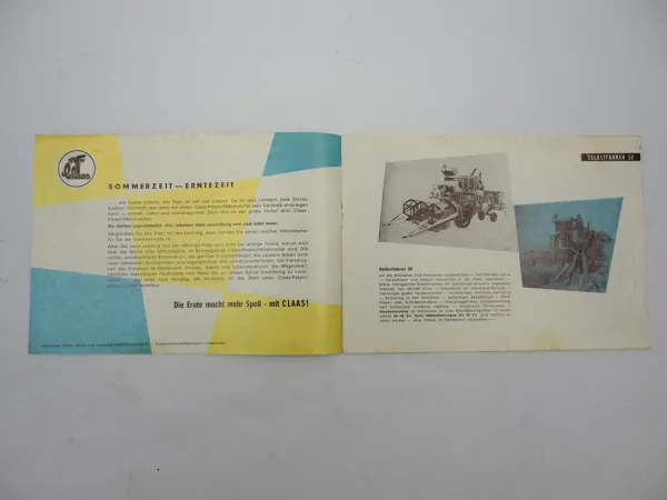 Original Prospekt Claas SF Super 500 Junior Mähdrescher 1950er Jahre
