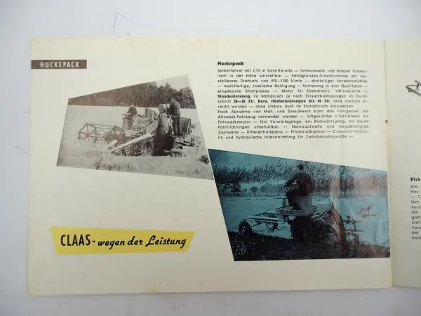 Original Prospekt Claas SF Super 500 Junior Mähdrescher 1950er Jahre