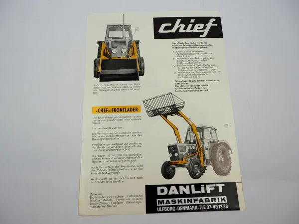 Original Prospekt Danlift Chief Frontlader am Deutz Schlepper