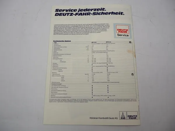 Original Prospekt Deutz Fahr GP 2.30 2.50 Großballenpressen ca. 1985