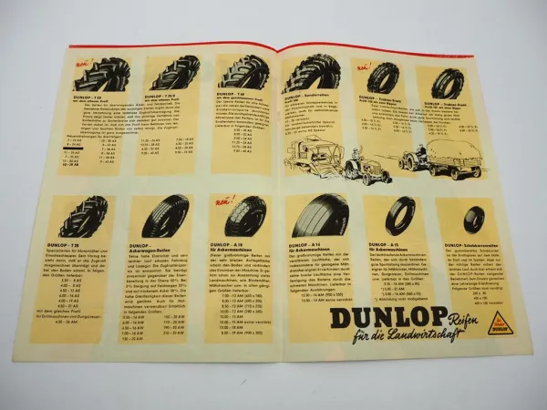 Original Prospekt Dunlop Reifen für Schlepper Traktor Landwirtschaft 1950er J.