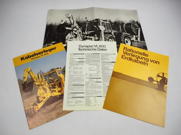 Original Prospekt Dynapac VL 800 Kabelverleger in Mappe 4tlg 1983