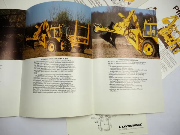 Original Prospekt Dynapac VL 800 Kabelverleger in Mappe 4tlg 1983