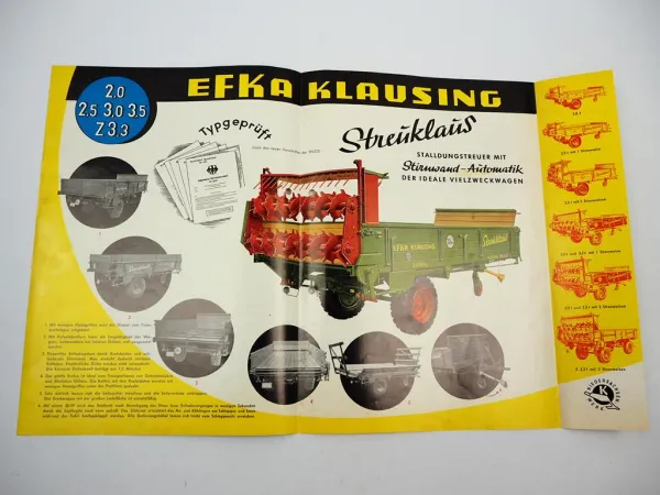 Original Prospekt Efka Klausing Streuklaus Stalldungstreuer 1960er Jahre
