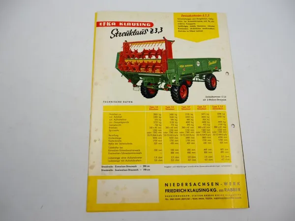 Original Prospekt Efka Klausing Streuklaus Stalldungstreuer 1960er Jahre