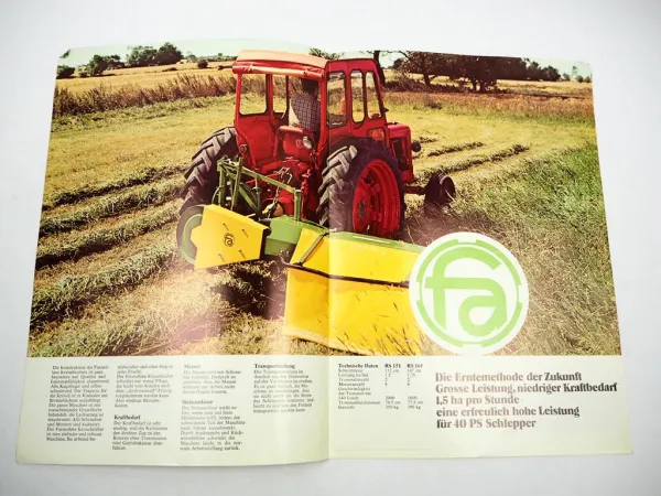 Original Prospekt Farendlose RS 151 165 Kreiselmäher an Volvo Schlepper