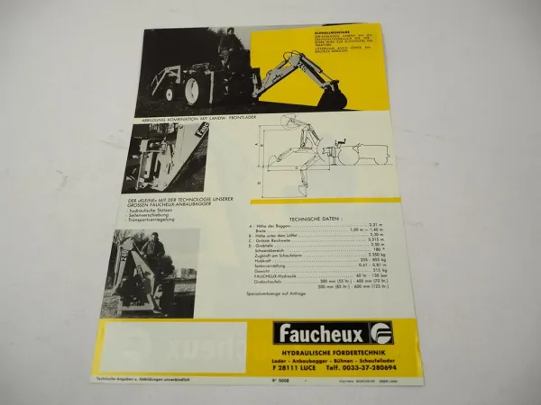 Original Prospekt Faucheux Frontlader 240 für Traktoren Radler Stapler