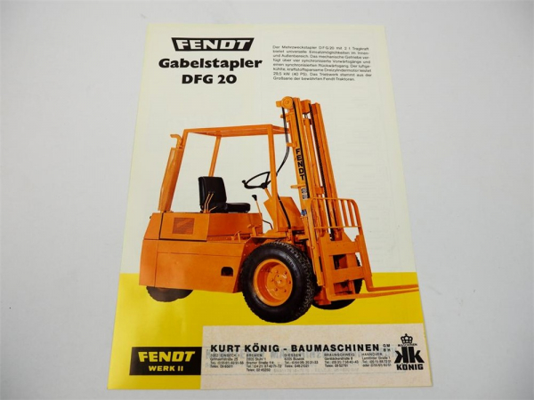 original Prospekt Fendt DFG 20 Gabelstapler 1979 Werk II Kempten