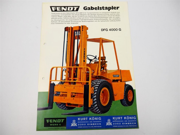 original Prospekt Fendt DFG 4000 G Gabelstapler 1974 Werk II Kempten