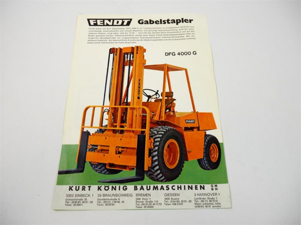 original Prospekt Fendt DFG 4000 G Gabelstapler 70er Jahre Werk II Kempten