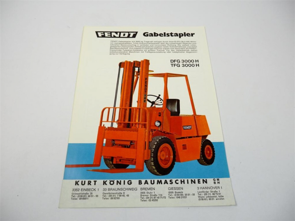 original Prospekt Fendt DFG TFG 3000 H Gabelstapler 1976 Werk II Kempten