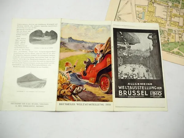 Original Prospekt Flyer mit Lageplan Weltausstellung Brüssel 1910