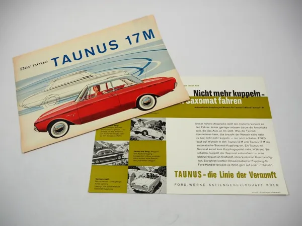 Original Prospekt Ford Taunus 17 M P3 Limousine ca. 1960er Jahre